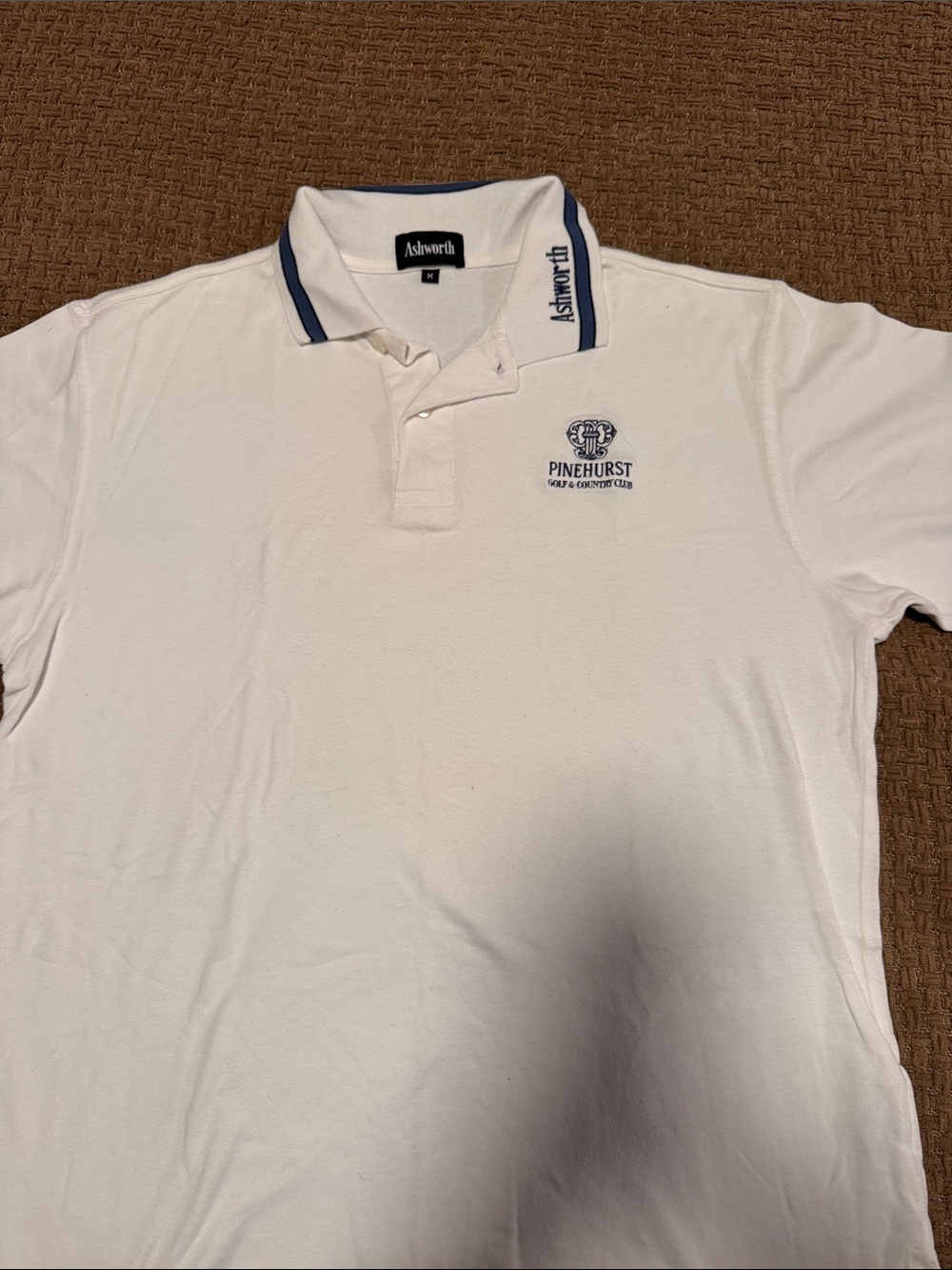 Vintage Ashworth White Polo with Navy Trim and Pinehurst Logo